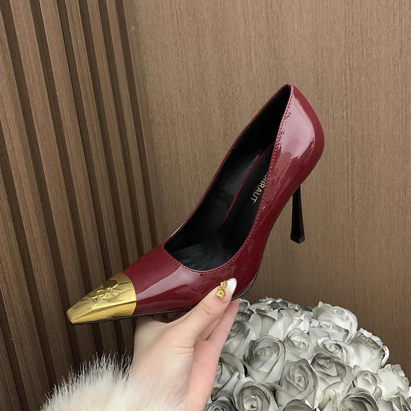 Women's Fashion Stiletto Pointed Toe Lining Metal Decorative Summer Women's Shoes