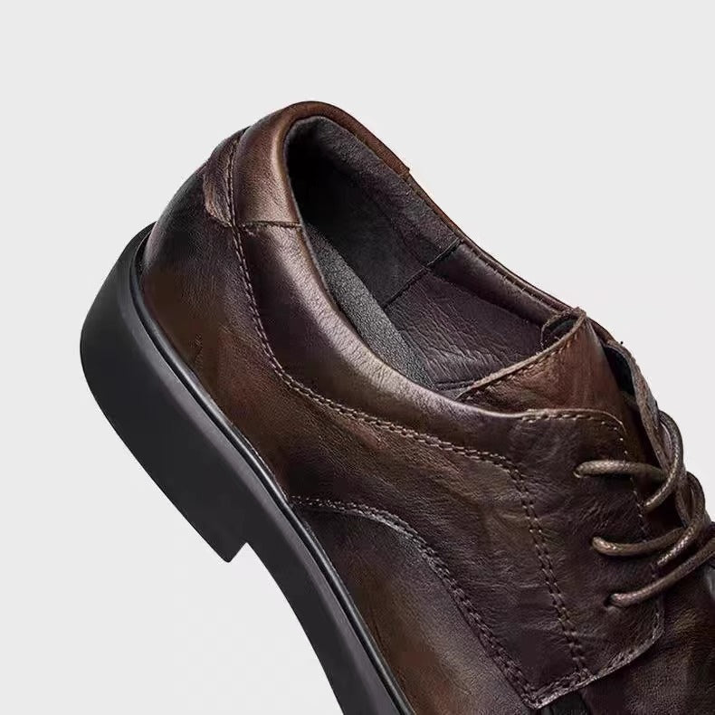 Men's Business Autumn Small Green Round Toe Leather Shoes