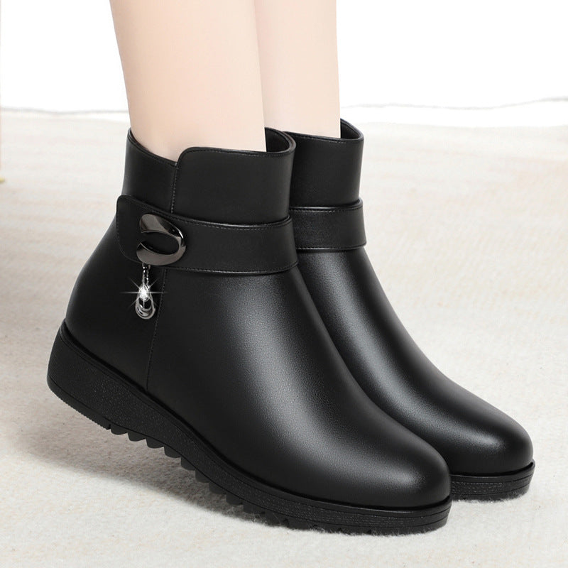 Women's Mother's Soft Wedge Bottom Short Fleece-lined Boots