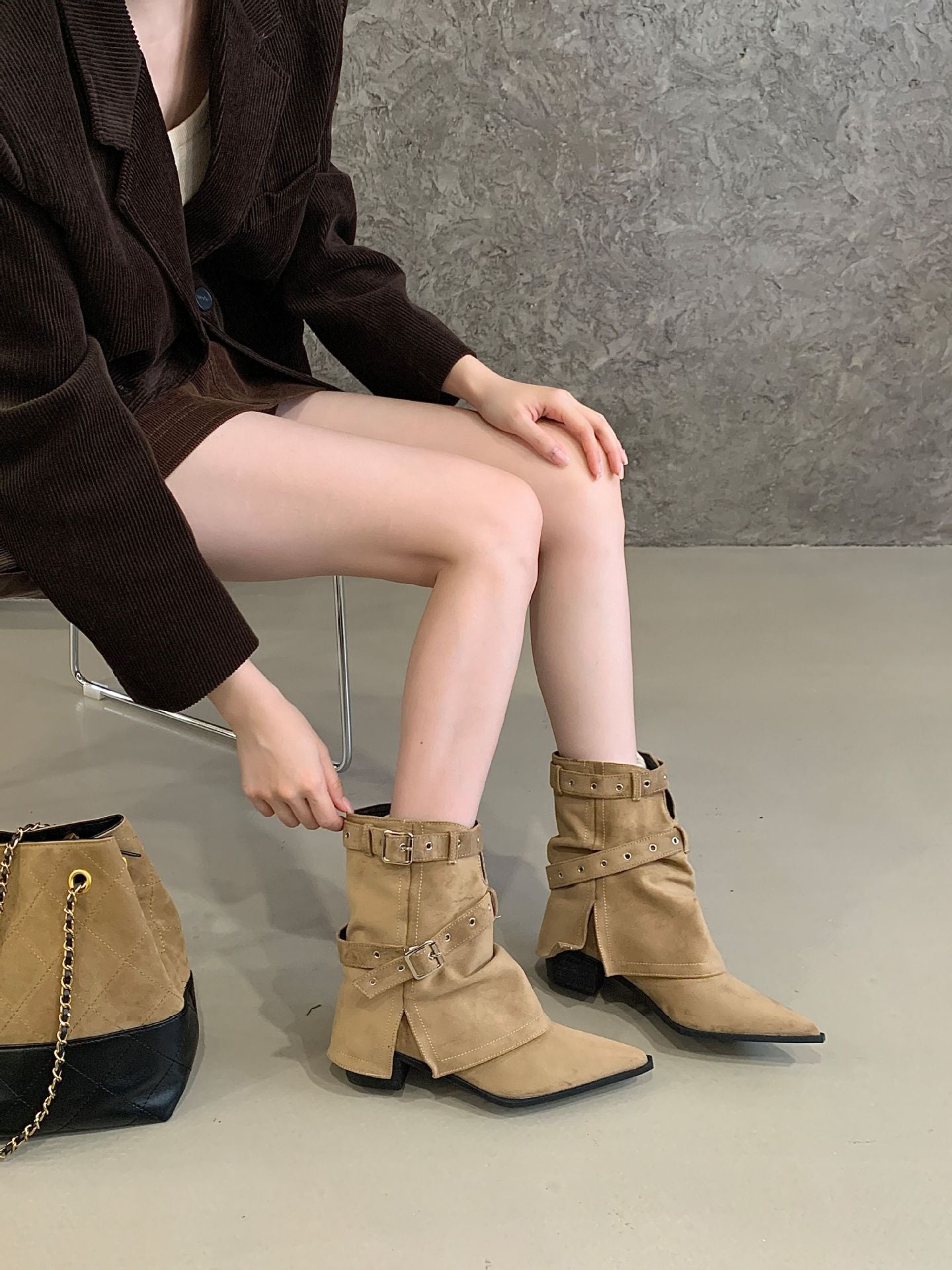 Hot Pants Female Chunky Martin Temperament Skinny Women's Leather Boots