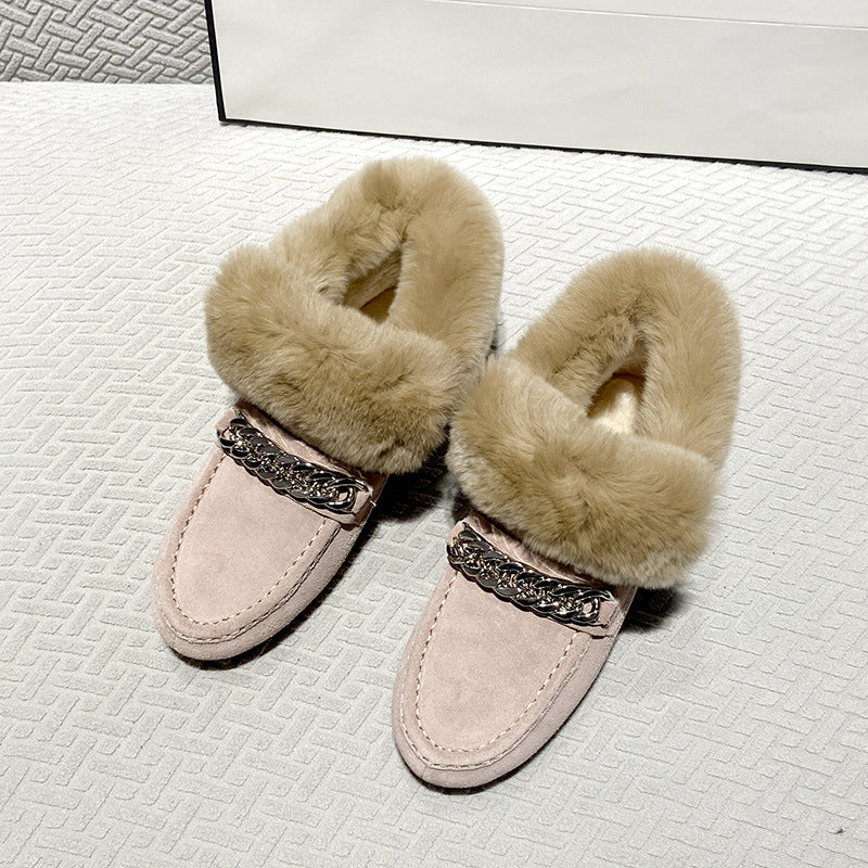Women's Fluffy Thermal Cotton Rabbit Fur Height Boots