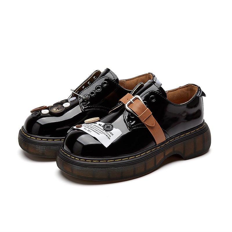 Women's Design Button Platform Slip-on French Mary Women's Casual Shoes