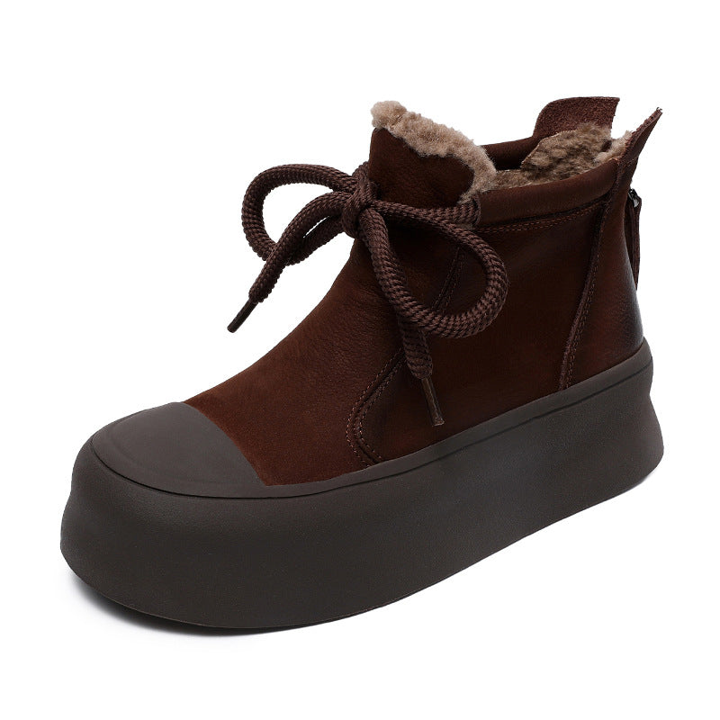 Women's Fleece-lined High Thick Bottom Versatile Handmade Snow Boots