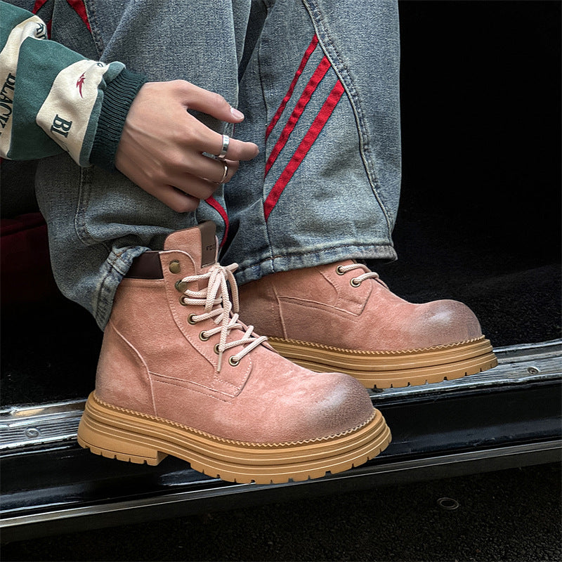 Men's Versatile Retro Ankle Thick-soled Green Tooling Boots