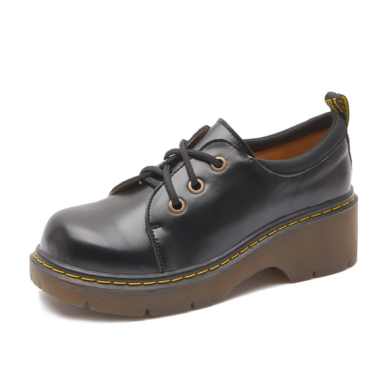 Women's Ugly Cute Thick Bottom Height Increasing Martin Pumps Leather Shoes