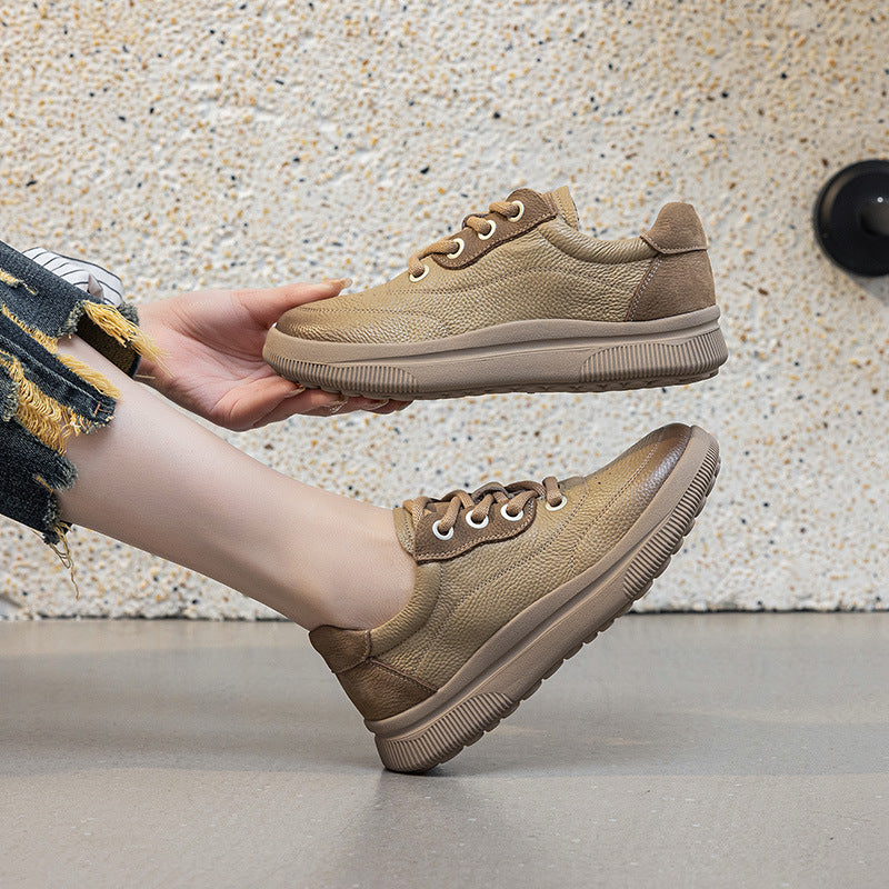 Women's Spring First Layer Cowhide Retro Fashion Casual Shoes