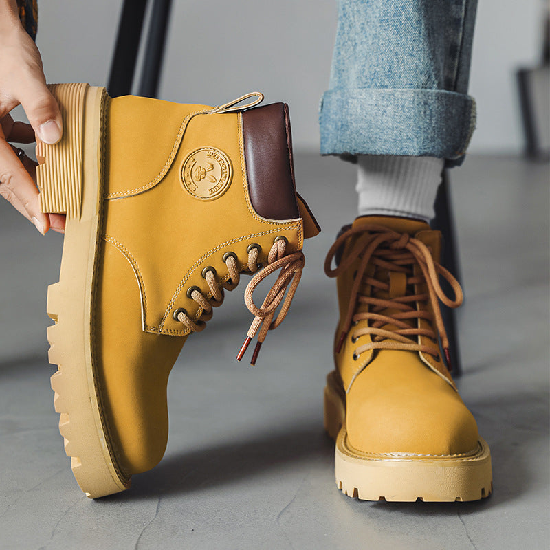 Men's British Style Retro Platform Worker Big Boots