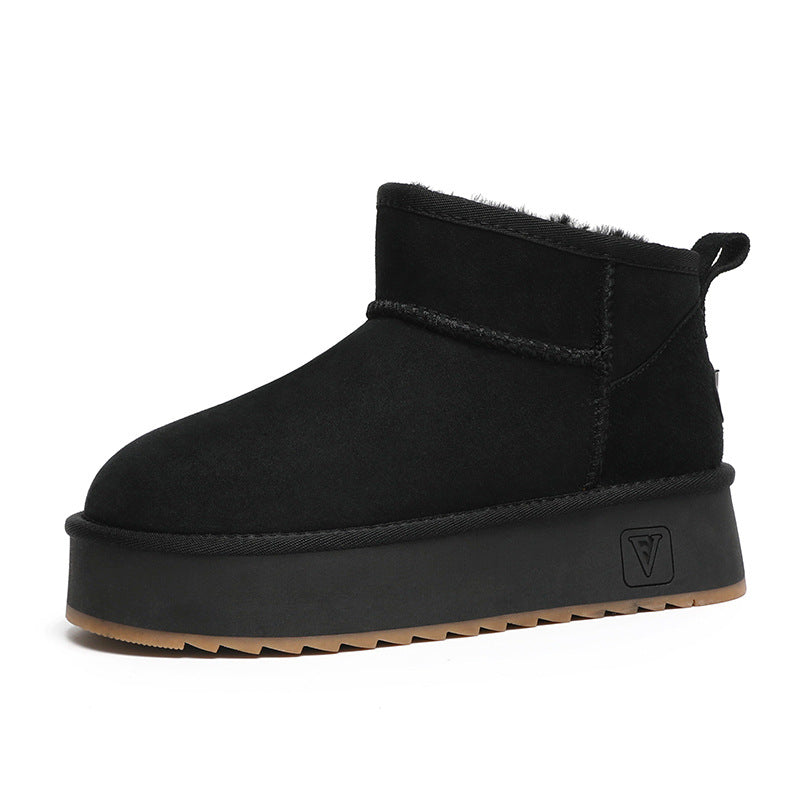 Women's Sheepskin Fur Thick-soled Winter Short Thickened Snow Boots