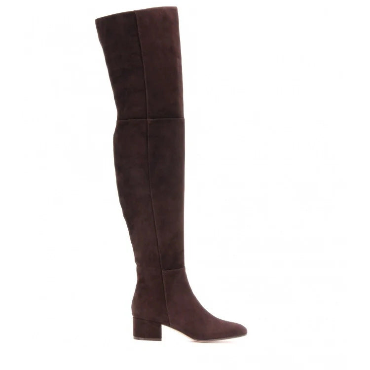 Women's The Knee Fashion Round Toe Mid Women's Leather Boots