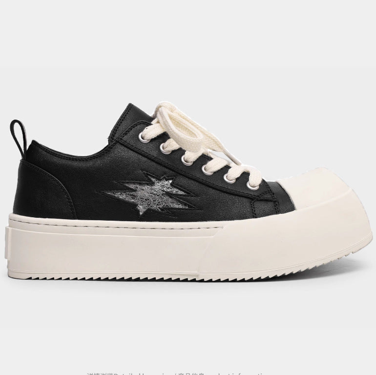 Women's & Men's Week Lightning Derby Black White Height Increasing Men's Board Shoes