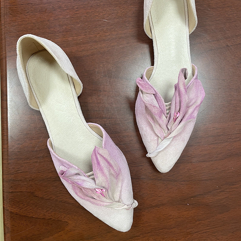 Petals Pumps Female Flat Flower Temperamental Minority Women's Fashion Shoes