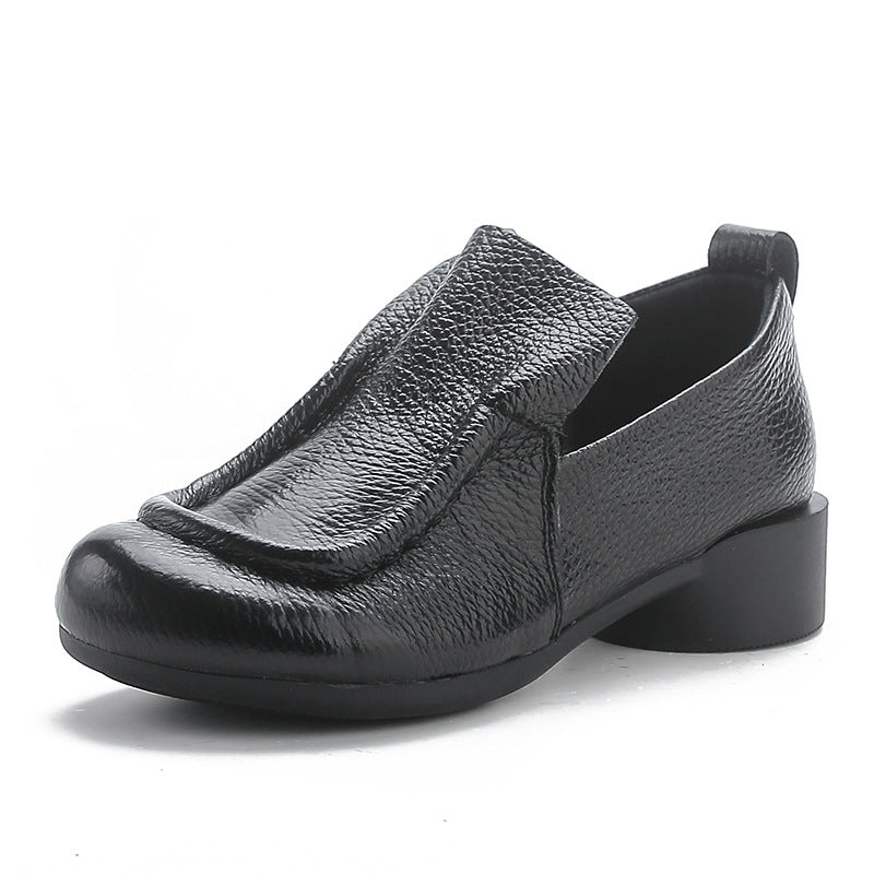 Women's Color Artistic Round Head Chunky Slip-on Heels