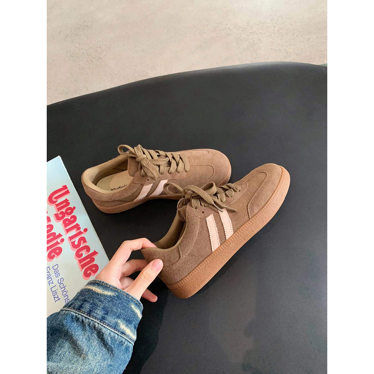 Women's Mom Round Toe Sports Board Color Sneakers