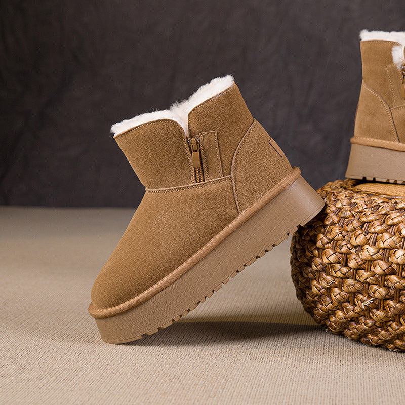 Women's Wool Fur Genuine Winter Thick Bottom Snow Boots