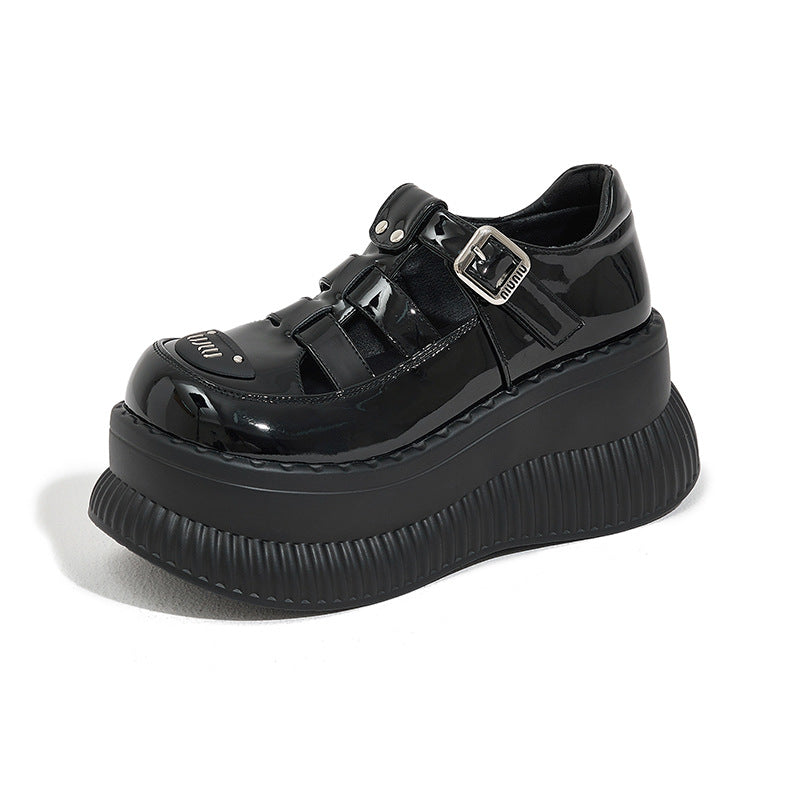 Women's Platform Summer Mary Jane British Pig Leather Shoes