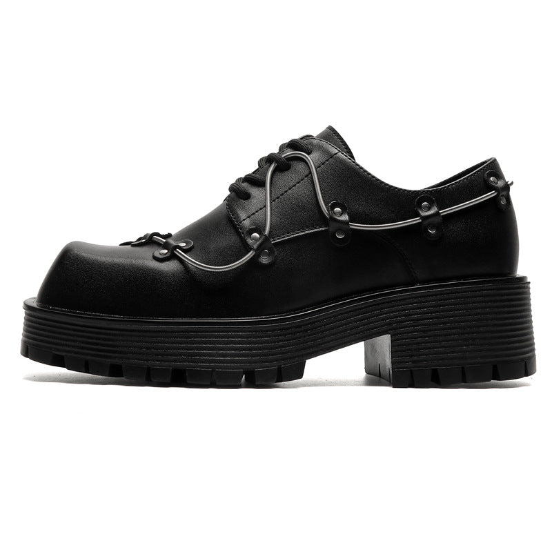 Men's Style Thick Bottom Derby Black Business Leather Shoes