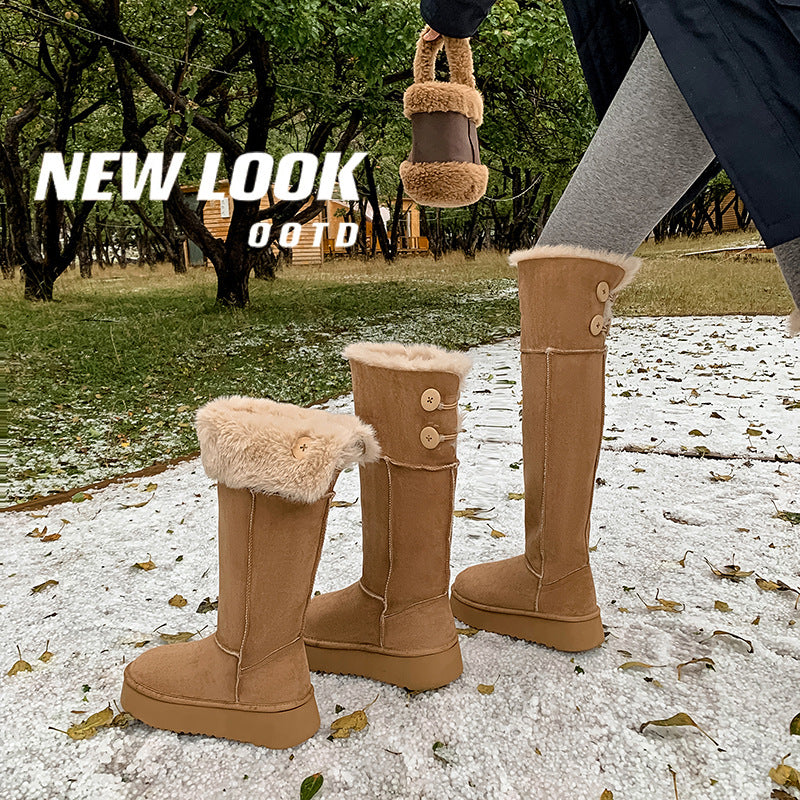 Two-way Winter Suede Round Toe Northeast Boots