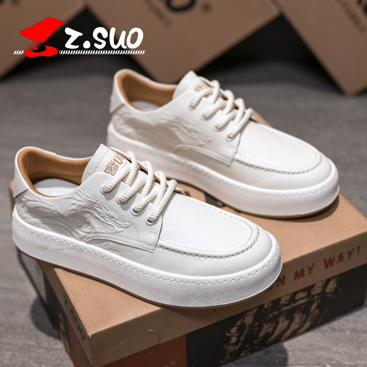 Men's White Dragon Limit Fashion Board Raise Casual Shoes