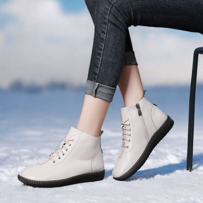 Women's Lightweight Short Flat Chelsea Winter Fleece-lined Boots