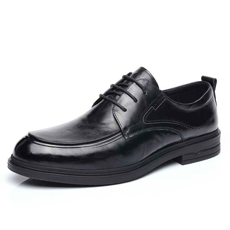 Men's Layer Cowhide Business Trendy Lace Up Leather Shoes
