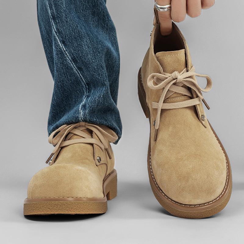 Round Head Leisure Platform Big Derby Leather Shoes