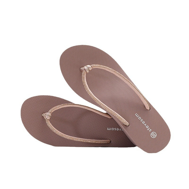 Women's Rhinestone Flip-flops Wedge Platform Thick Bottom Slippers