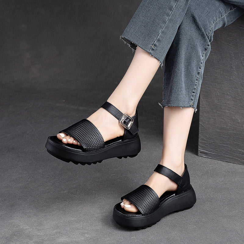Women's Thick Bottom Breathable Peep Toe Buckle Sandals