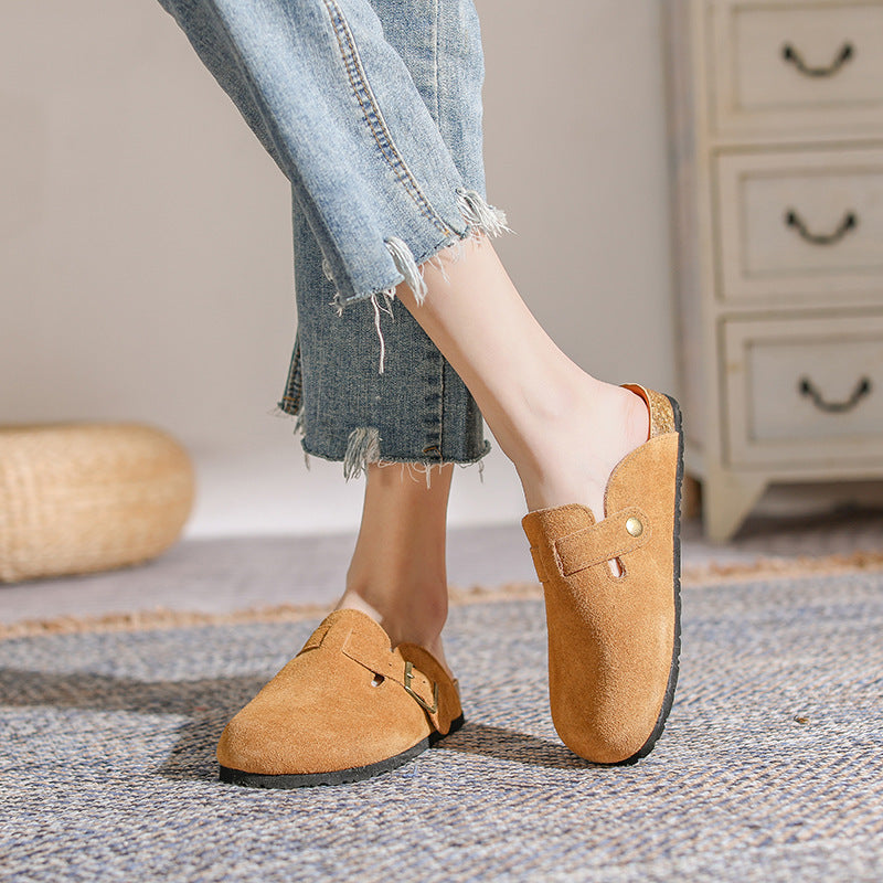 Women's French Style Retro Closed Toe Half Slippers
