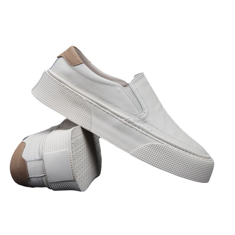 Men's Slip-on Trendy Soft Cowhide Breathable Black Sneakers