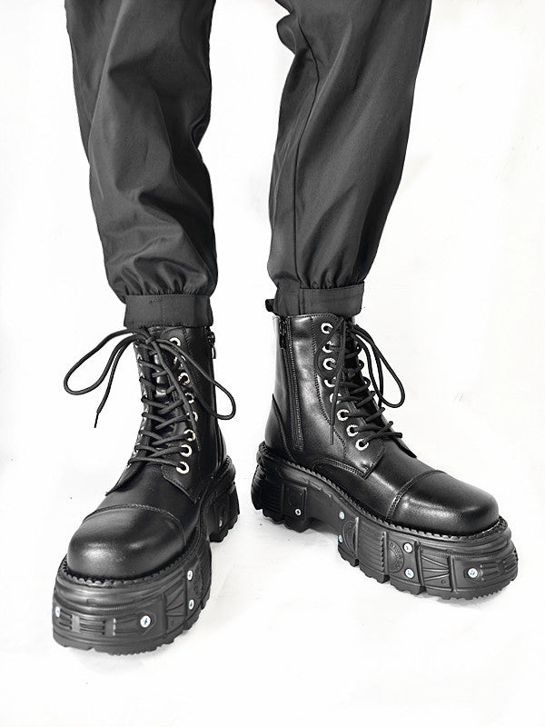 Women's Niche Lace Up Increased Martin Dark Boots