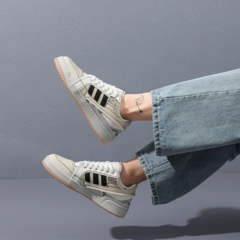 Women's & Men's Bars Winter Niche Separated Line Painted Sneakers