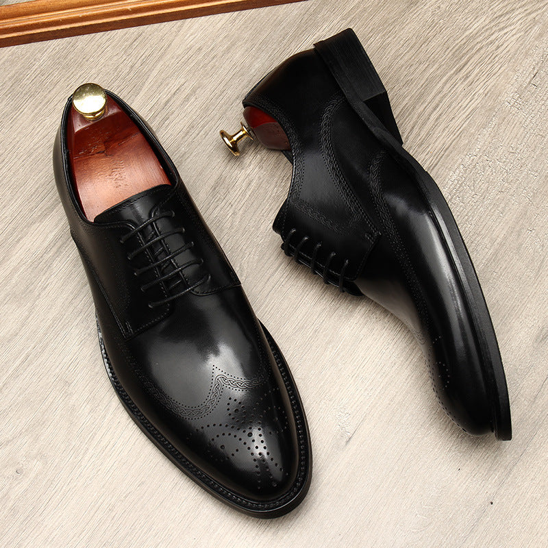 Men's Lace Up Korean Business Formal Wear Leather Shoes