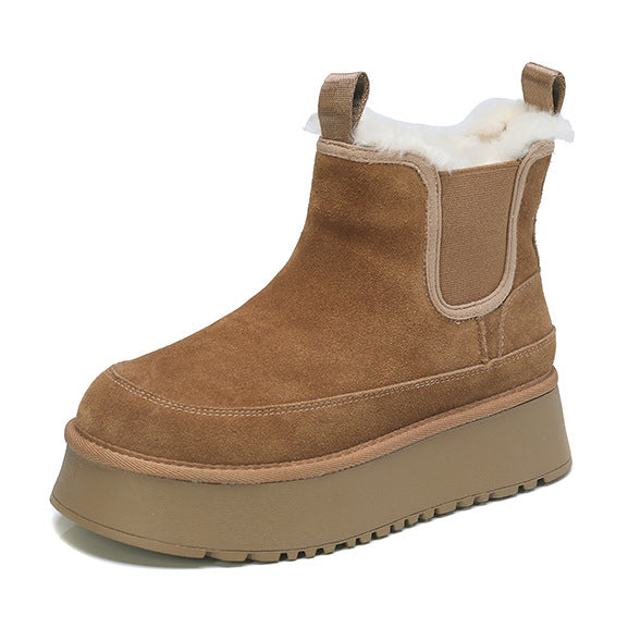 Real Fur Winter Thick Veet Fashionable Warm Short Snow Boots