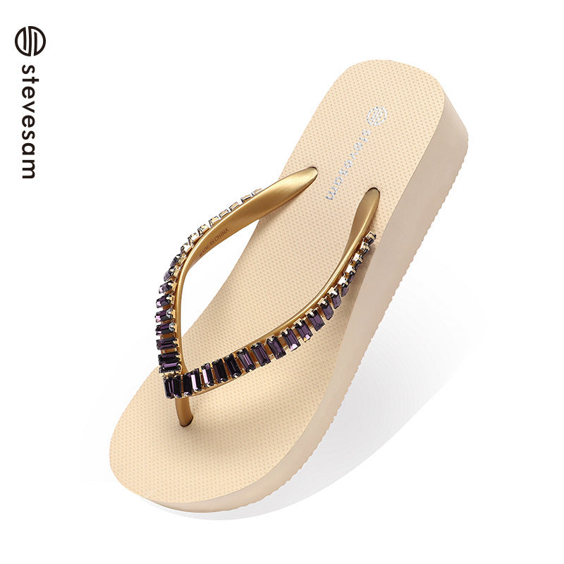 Women's Crystal Flip-flops Personalized Diamond Chunky Fairy Slippers