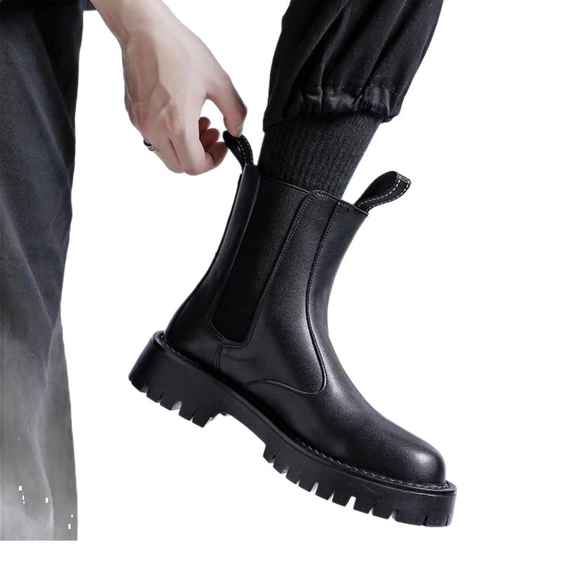 Men's Chelsea Winter Mid Black British Style Boots