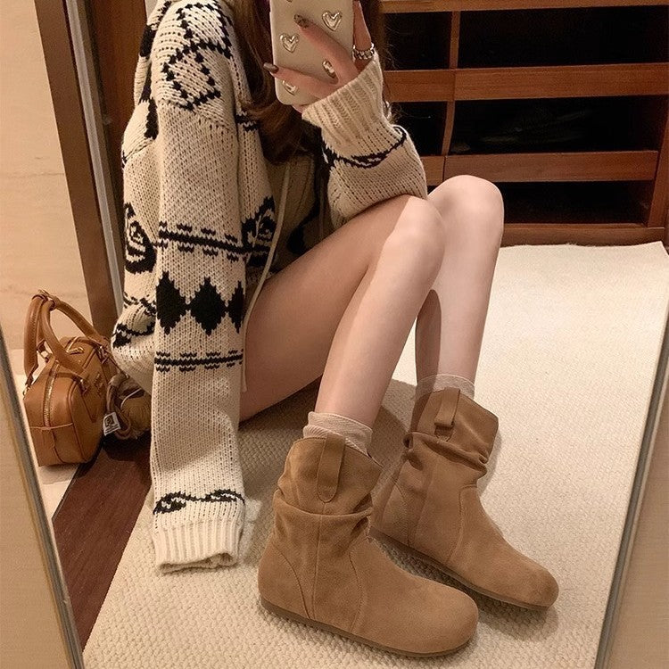 Island Warm With Veet Pleated Pile Style Boots