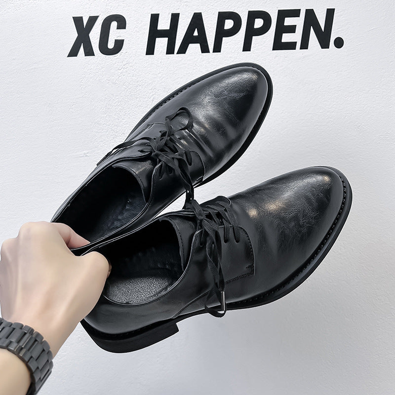 Men's Formal Wear Black Pointed Toe Height Leather Shoes