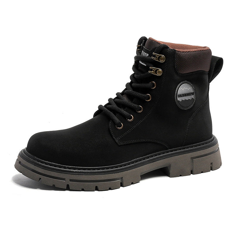 Men's Korean Business Thick Round Toe Front Middle Boots