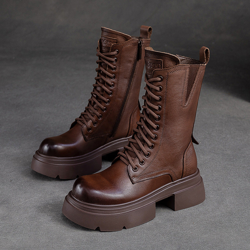 Women's Long Veet First Layer Cowhide Winter Cotton Women's Shoes