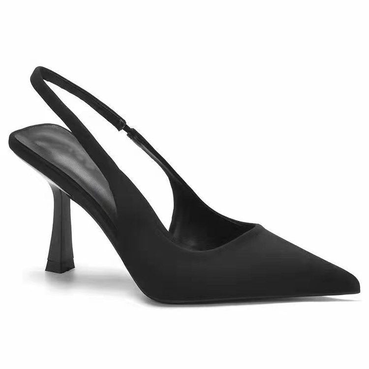 Women's High Solid Color Stiletto Pointed Back Empty Strap Sandals