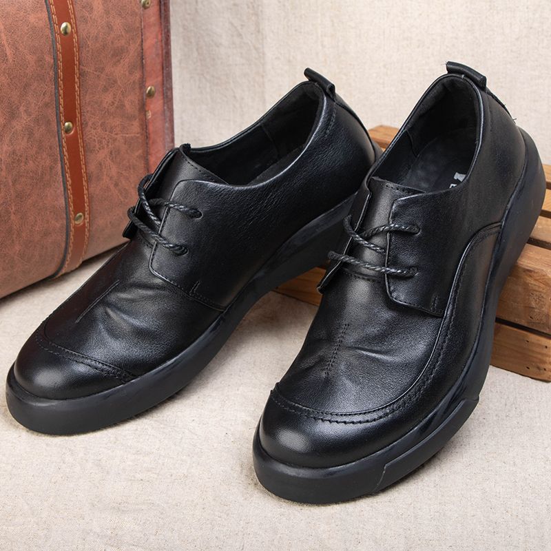 Men's Real Breathable Wearable Round Toe Soft Leather Shoes