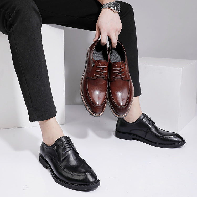Men's Formal Wear British Style Top Layer Leather Shoes