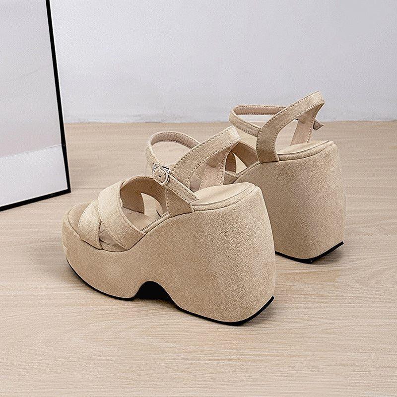 Women's Buckle Cm High Plus Size Fat Feet Sandals