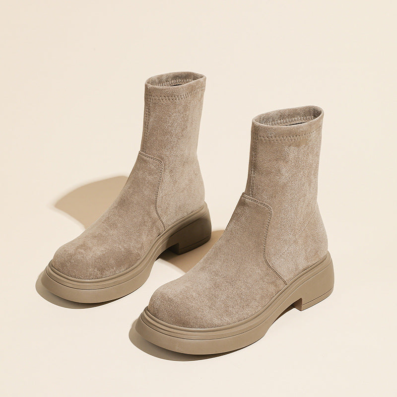 Women's Increasing Insole Suede Below The Knee Stretch Thin Thick-soled Women's Leather Boots