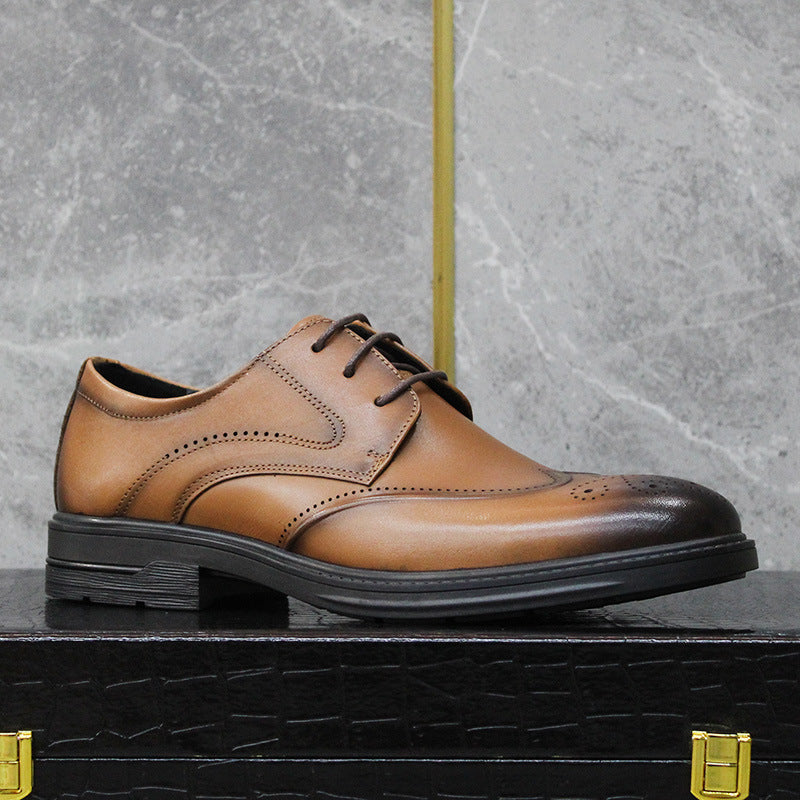 Men's Genuine Business Brogue Breathable Soft Bottom Wild Leather Shoes