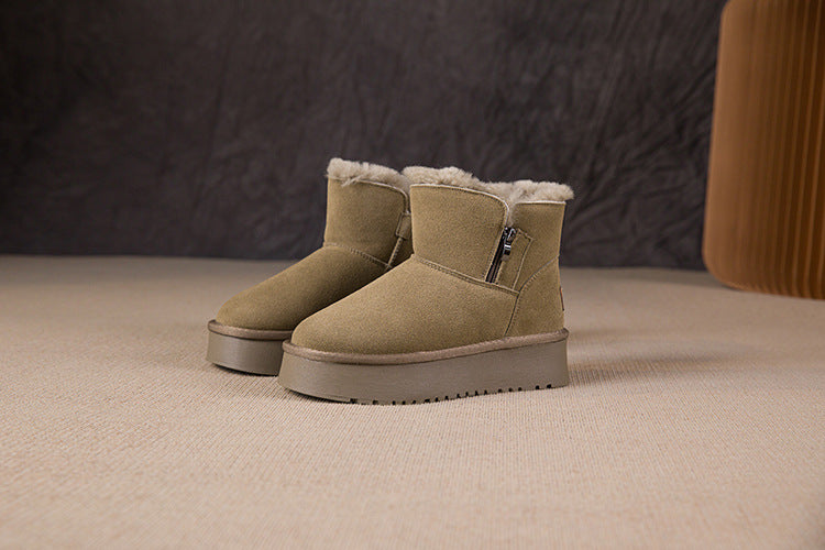 Women's Wool Fur Genuine Winter Thick Bottom Snow Boots