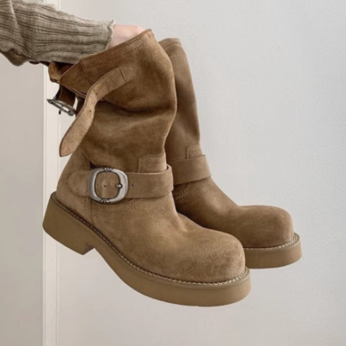Women's Fashion Middle Pile Style Soft Korean Outer Wear Boots