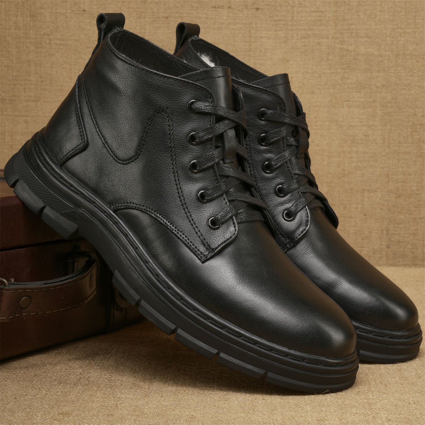 Men's Genuine Winter Warm Fur Integrated Thickened Boots