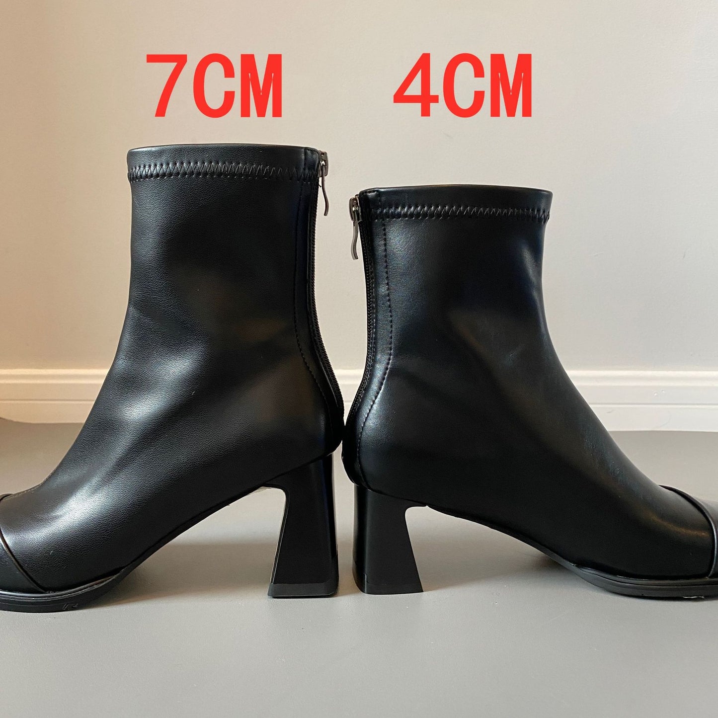 Women's Retro Skinny Martin Fleece-lined Square Toe High Boots