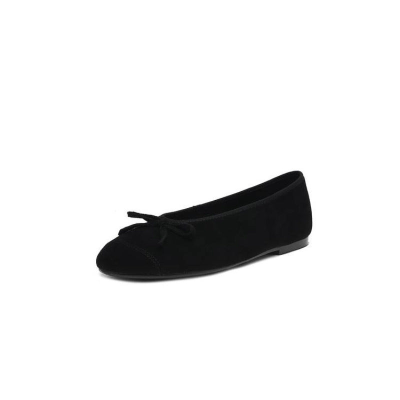 Women's Frosted Round Toe Pumps Bow Slip-on Women's Casual Shoes